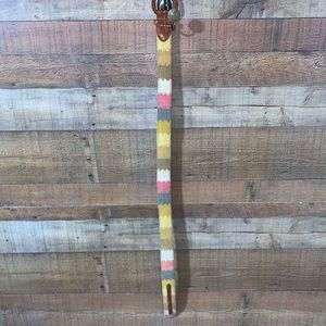 Saddlebred India Cotton Leather Belt 39” Boho